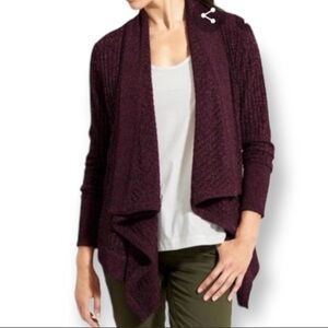 Athleta Tiburon Ribbed Knit Waterfall Open Cardigan Size M